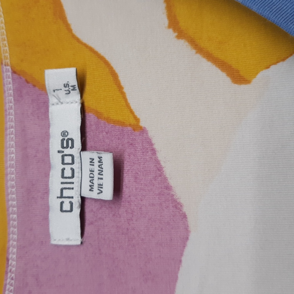 Chico's Multi Colored Geometric Pattern Short Sle… - image 4